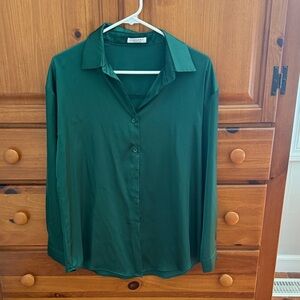 Forest Green Button-Down silk Shirt